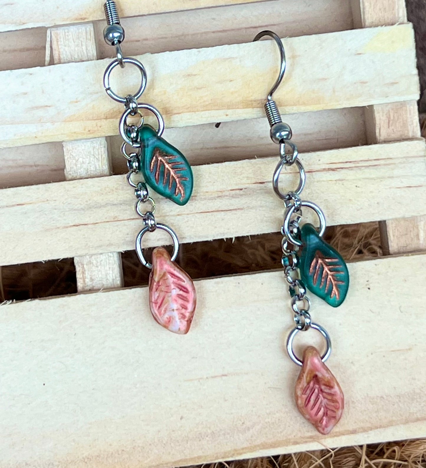 Handmade Dangling Leaf Earrings
