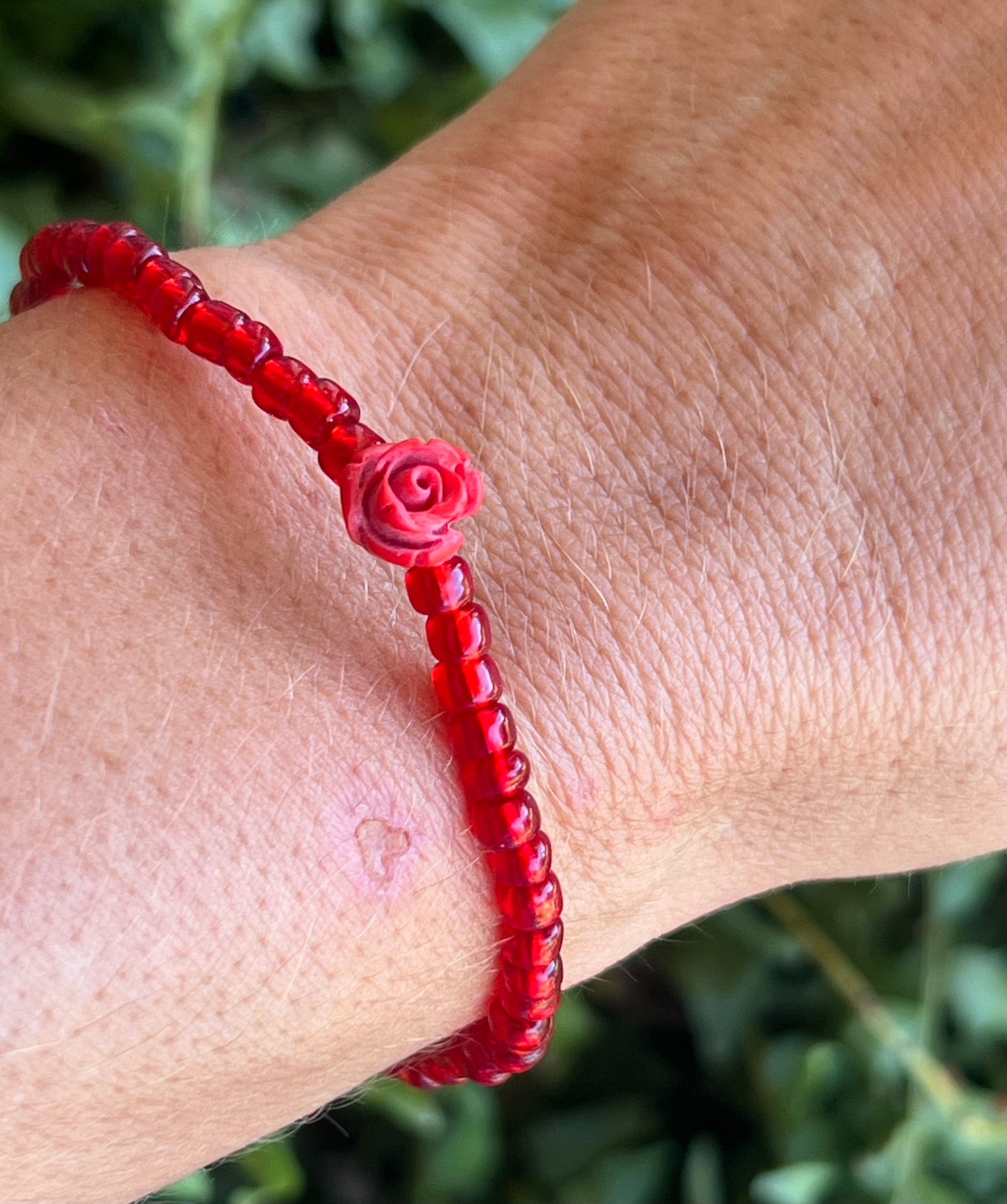 Handmade Red Rose Anklet/Bracelet