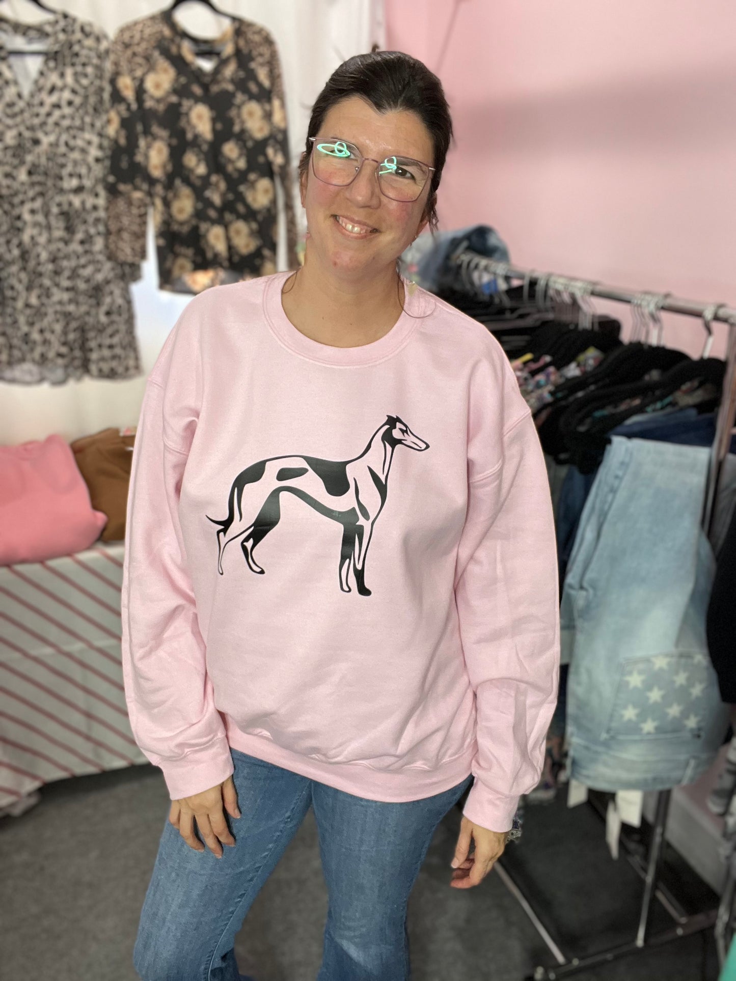 Pink Greyhound Lovers Sweatshirt