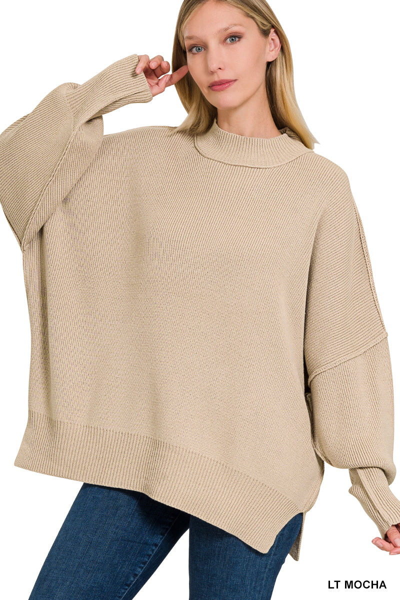 Zenana Oversized Cozy Cotton Blend Sweater