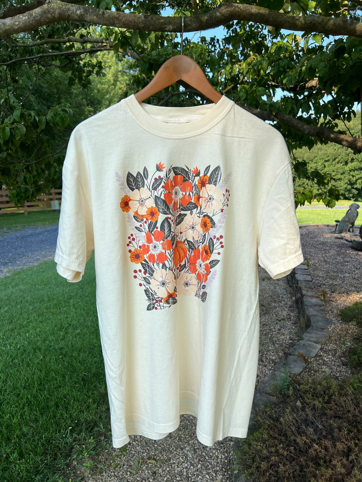 Fall Floral Custom Made Cotton T-Shirt