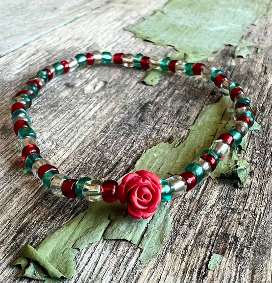 Handmade Red Rose Anklet/Bracelet