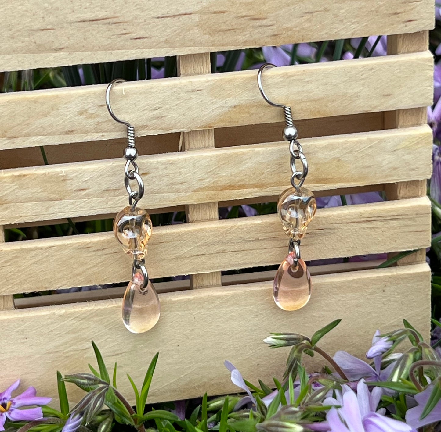 Handmade Earrings Champagne Skulls