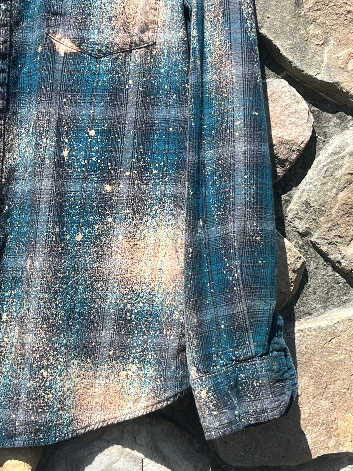 Upcycled Flannel -  Dog Lovers Bleach Art