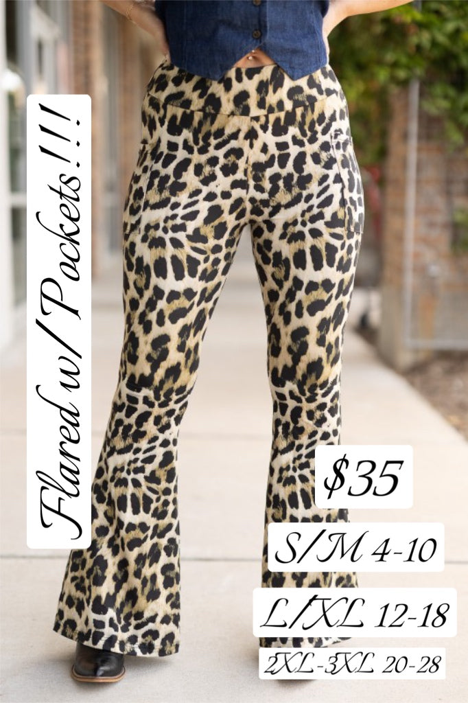 Flared Leopard Leggings - S/OS