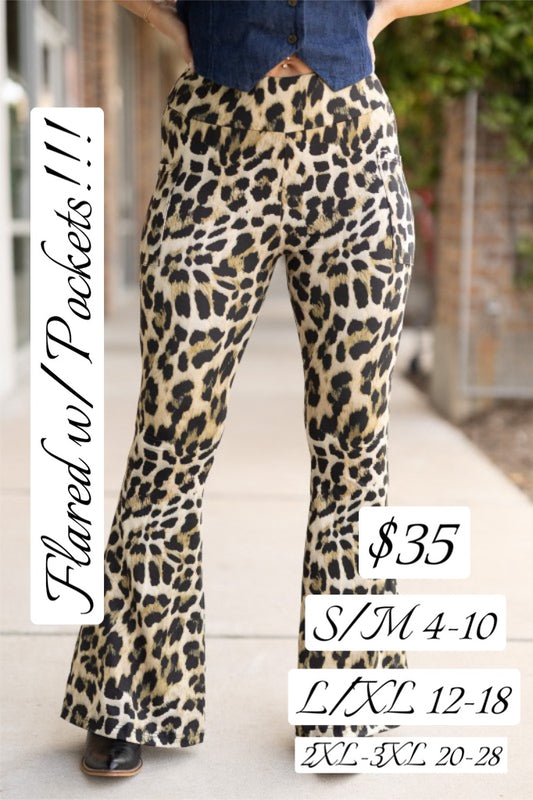 Flared Leopard Leggings - S/OS