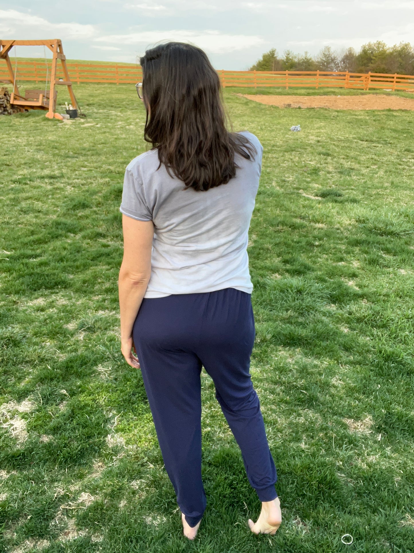 Navy Joggers - Soft Legging Material