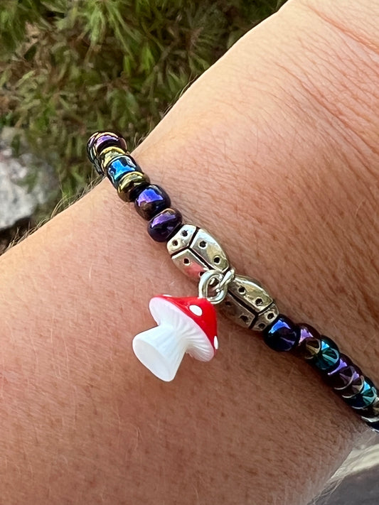 Handmade Mushroom & Lady Bug Anklet/Bracelet