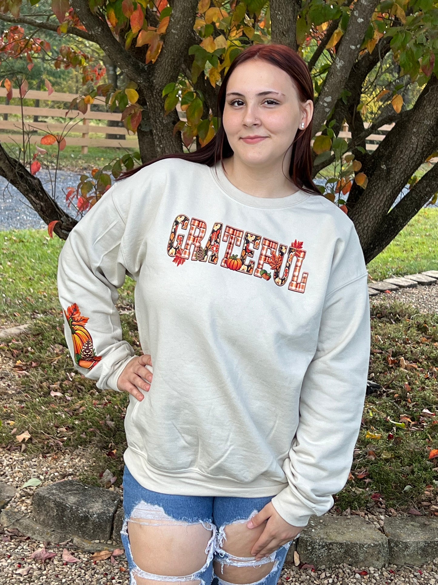 Grateful Sweatshirt with Sleeve Detail