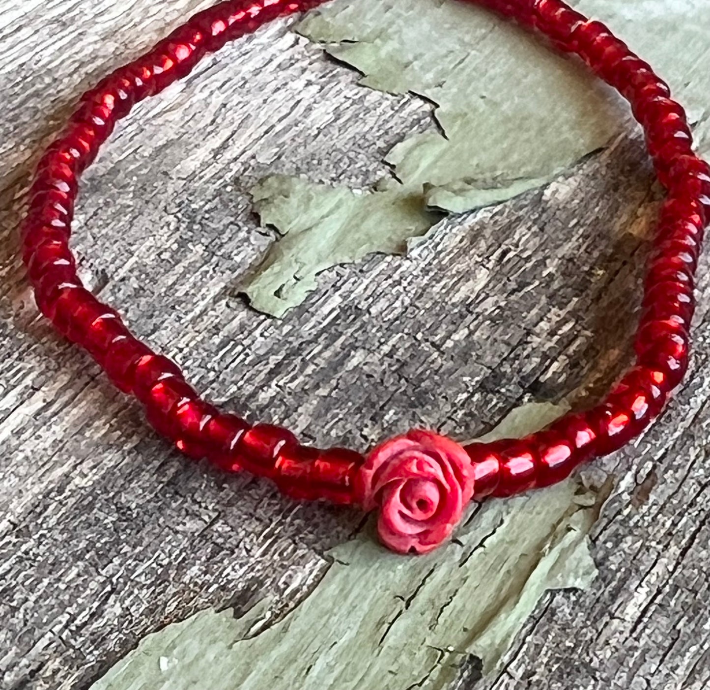 Handmade Red Rose Anklet/Bracelet