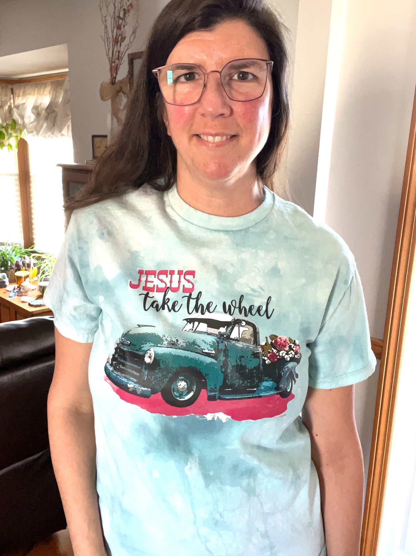 Jesus Take the Wheel - Custom T-Shirt w/ Truck Design - Hand Dyed