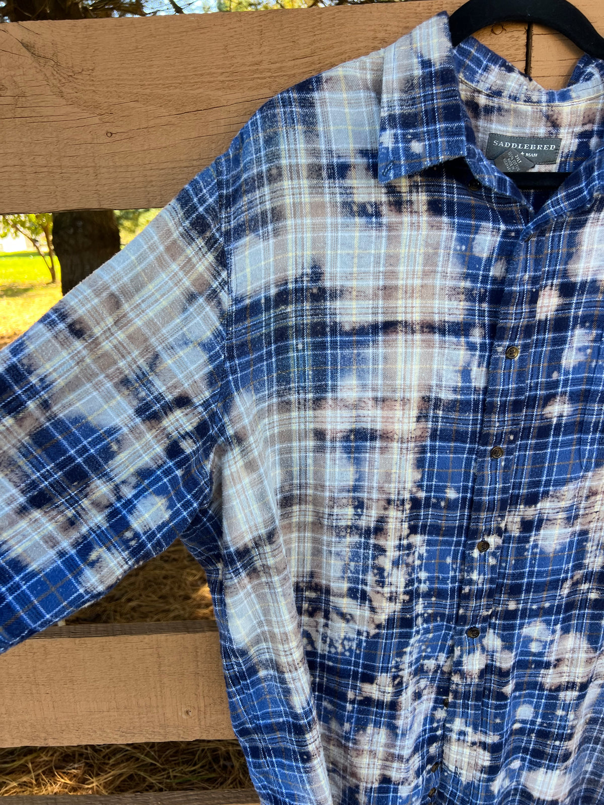 Upcycled Flannel - Sweet Raccoon Bleach Art - Men’s 2XL