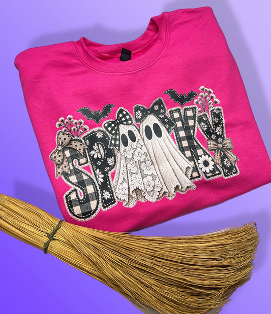 Spooky Ghost Sweatshirt - Deep Pink - MADE TO ORDER