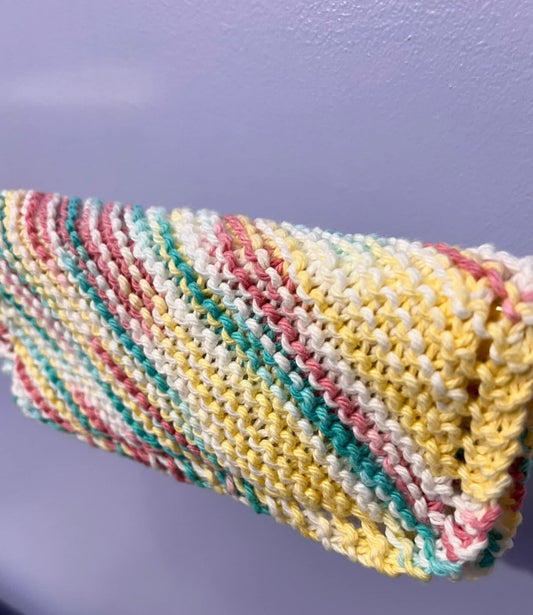 Spring Fling 100% Cotton Hand Knit Dish Cloth
