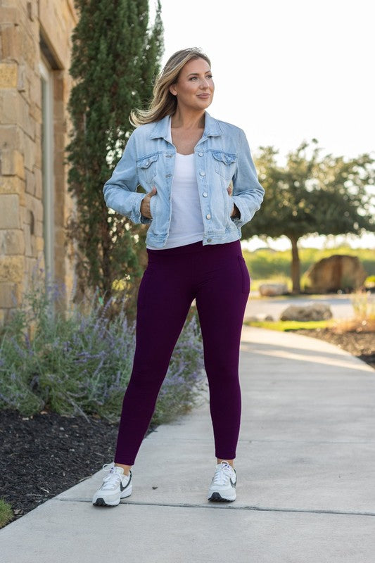 Plum Leggings with POCKETS