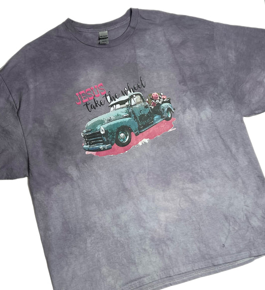 Jesus Take the Wheel - Custom T-Shirt w/ Truck Design - Hand Dyed