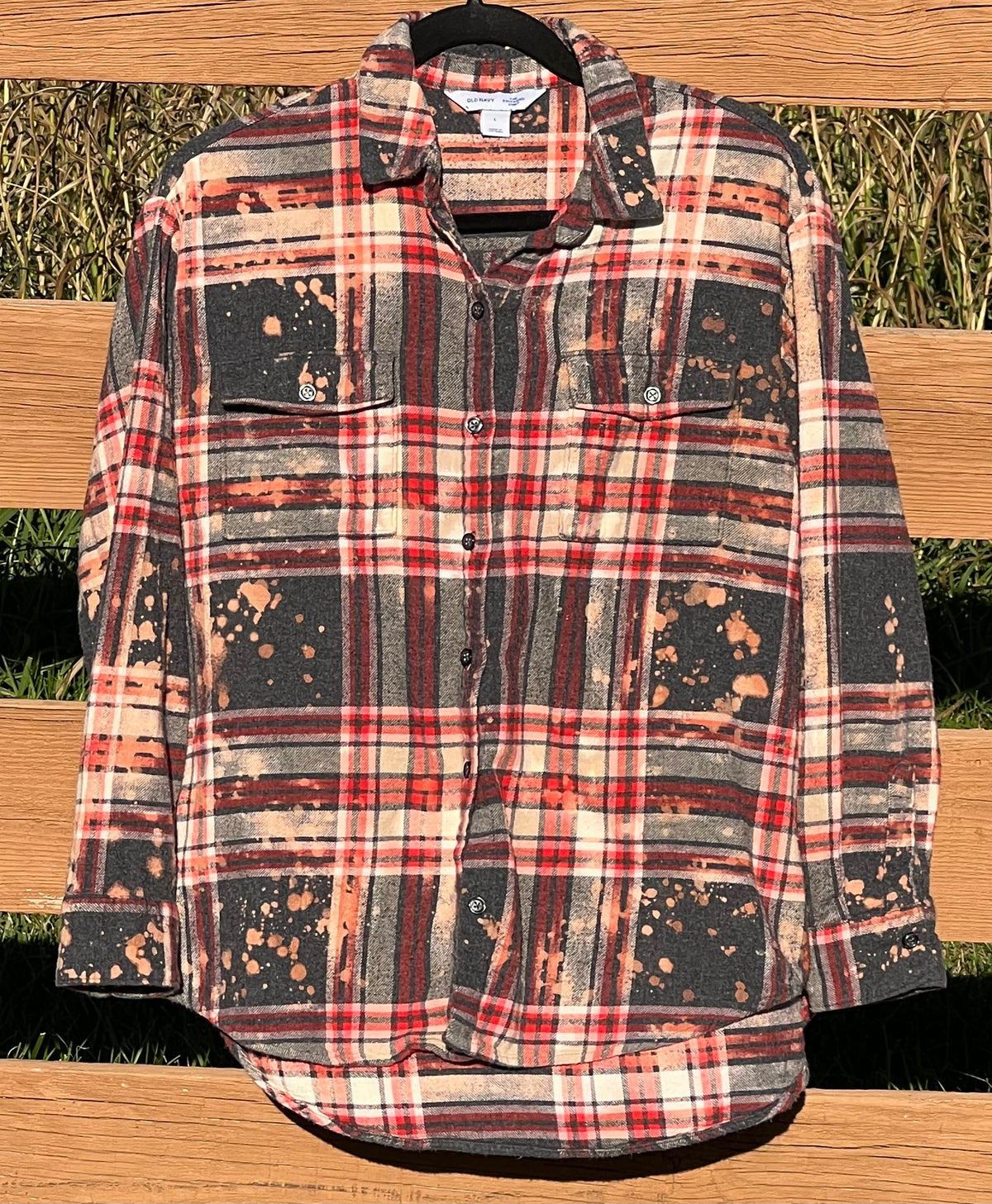 Sorta Merry Sorta ScaryUpcycled Bleach Art Flannel - Mens Large Unisex