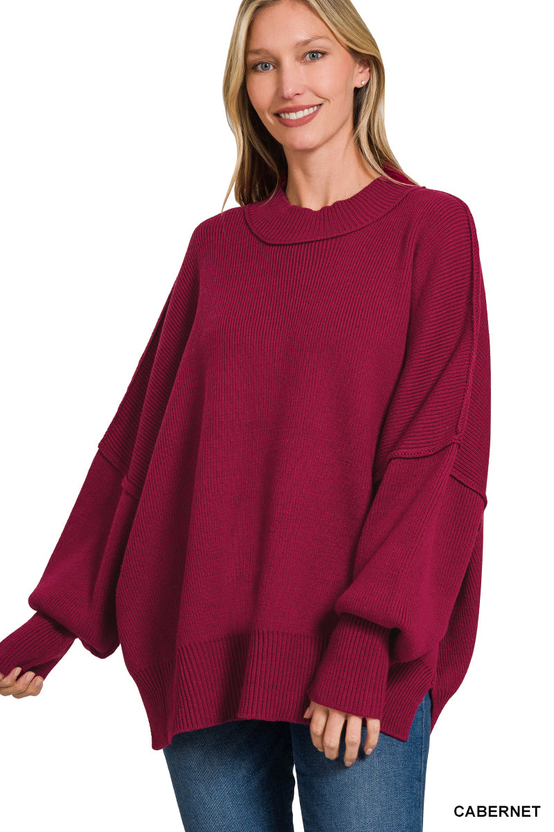 Zenana Oversized Cozy Cotton Blend Sweater