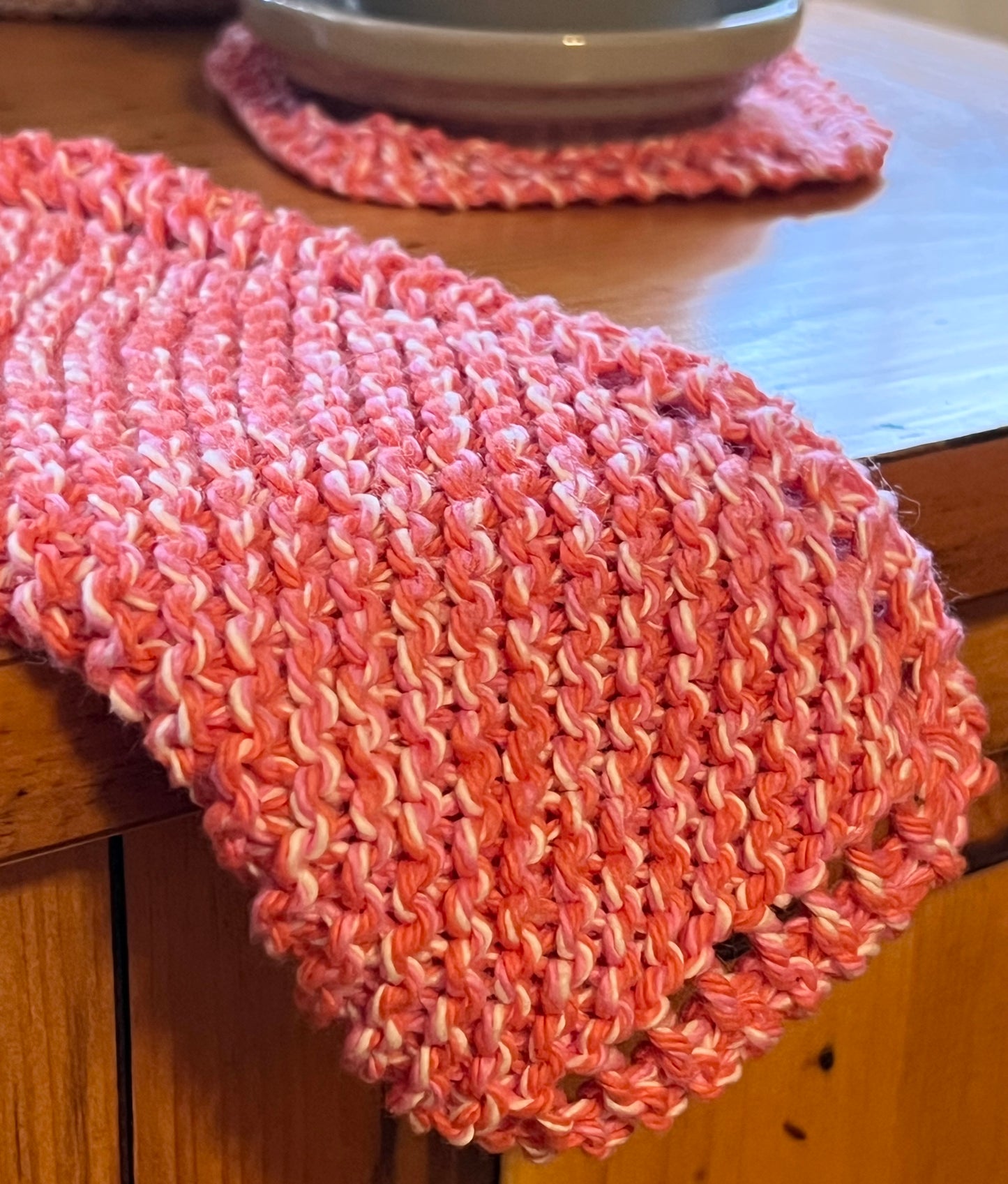 Mod Pink Ombre 109% Cotton Hand Knit Dish Cloth