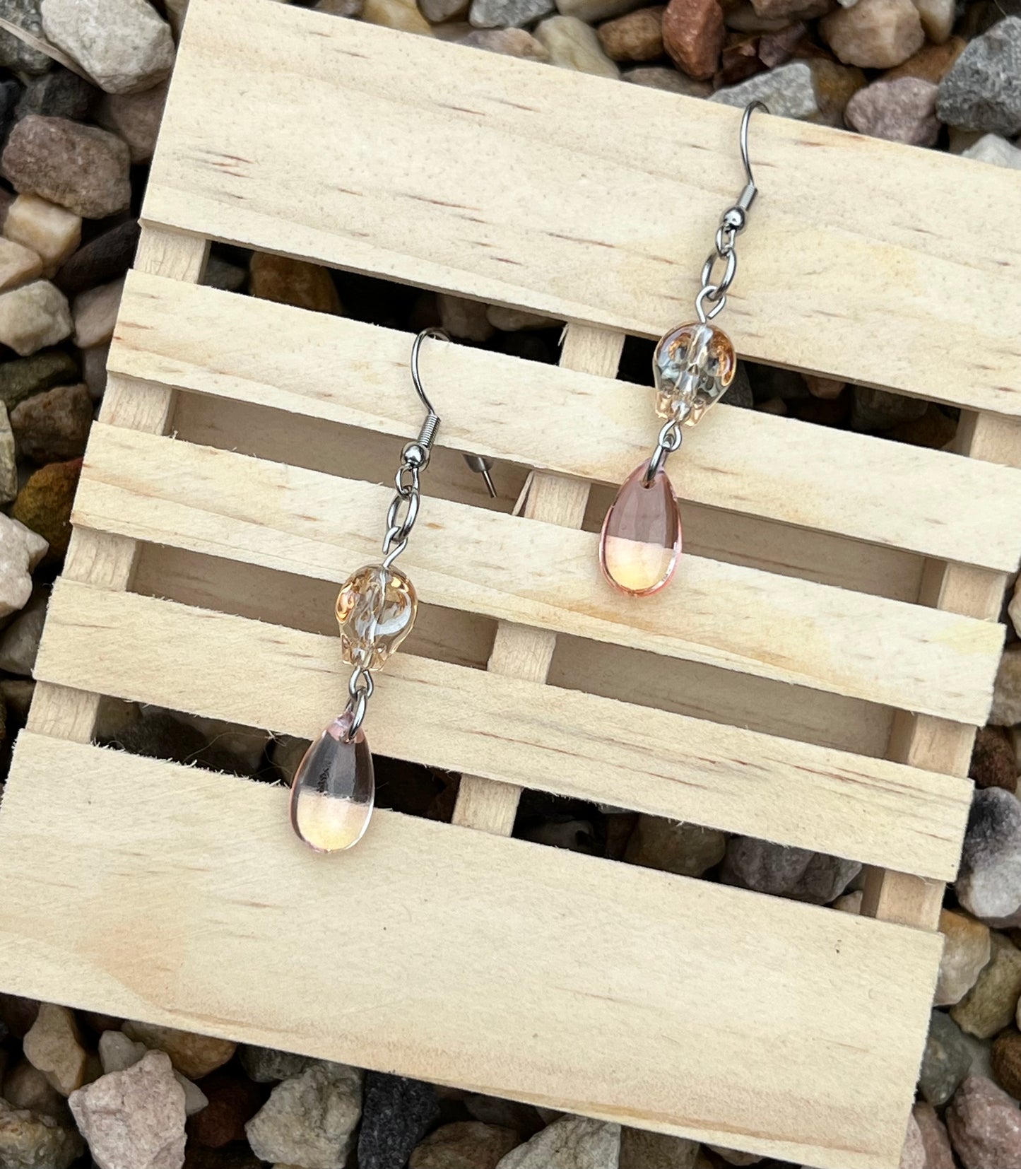 Handmade Earrings Champagne Skulls