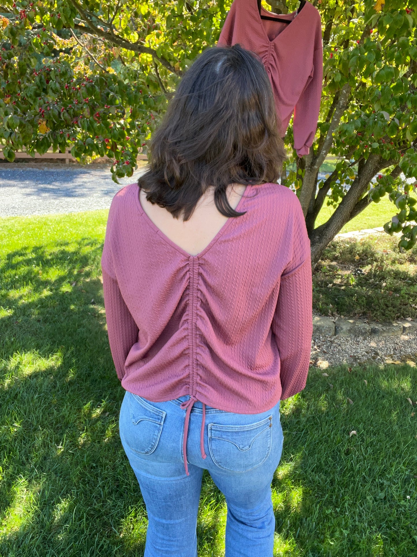 Deep Mauve Back Rouching Top