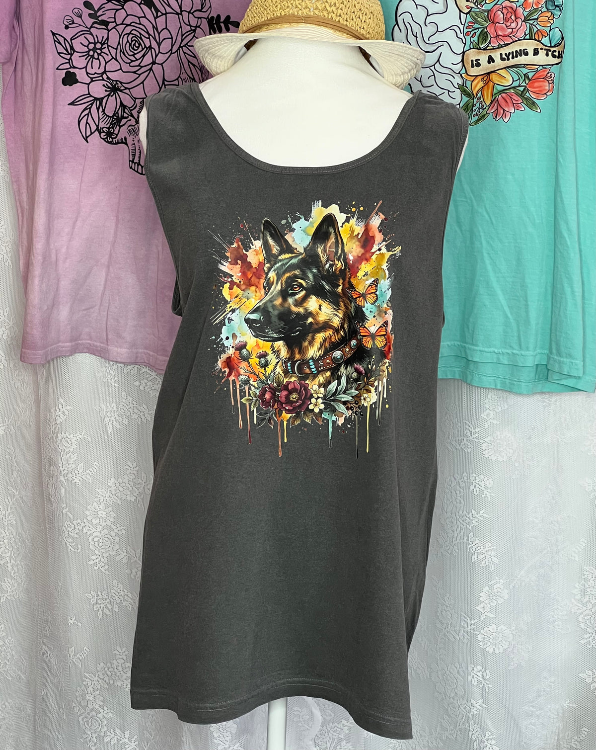 Artistic German Shepherd Custom Made Tank Top - Large