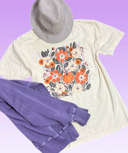 Fall Floral Custom Made Cotton T-Shirt