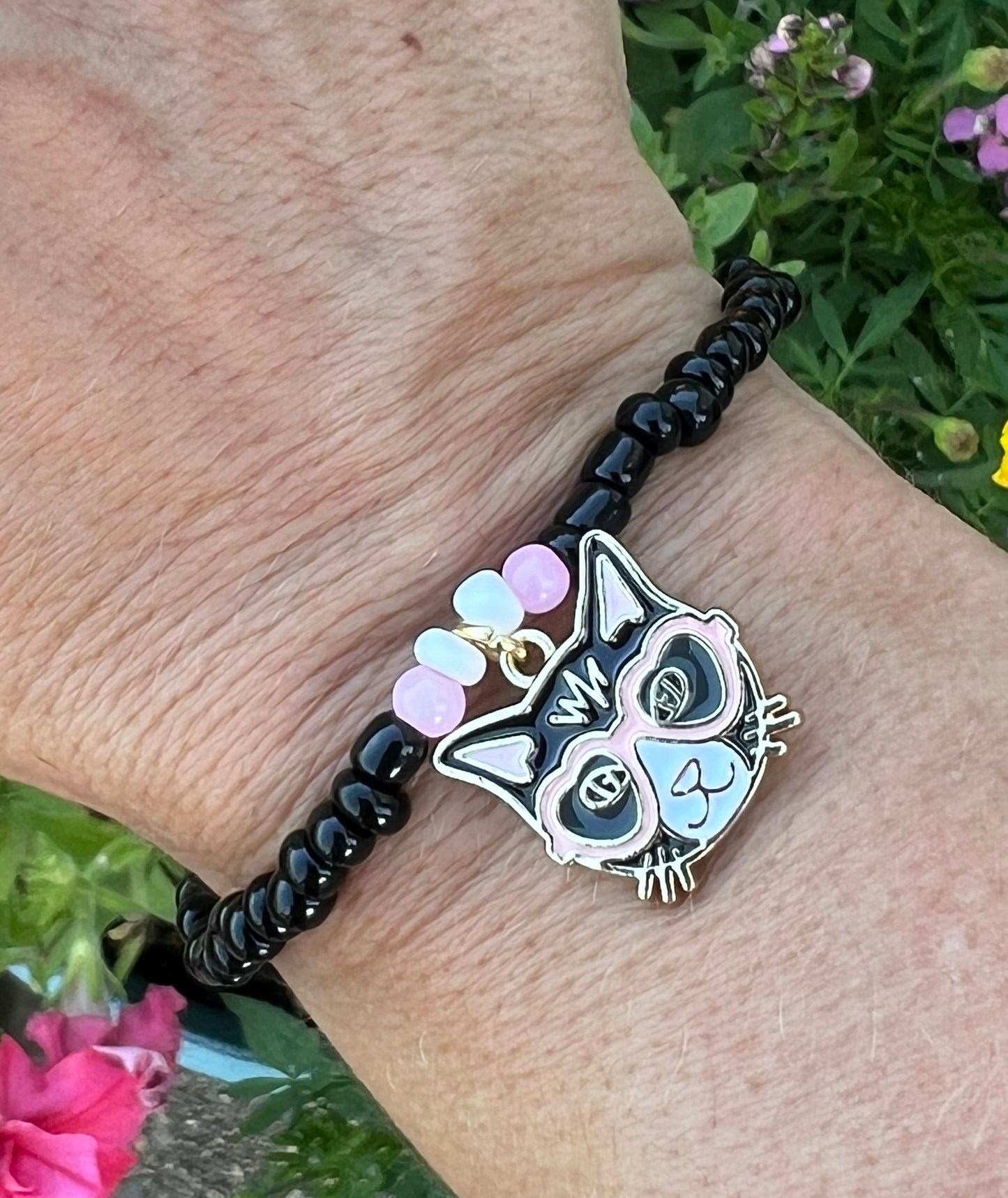 Handmade Black & White Cat Anklet/Bracelet