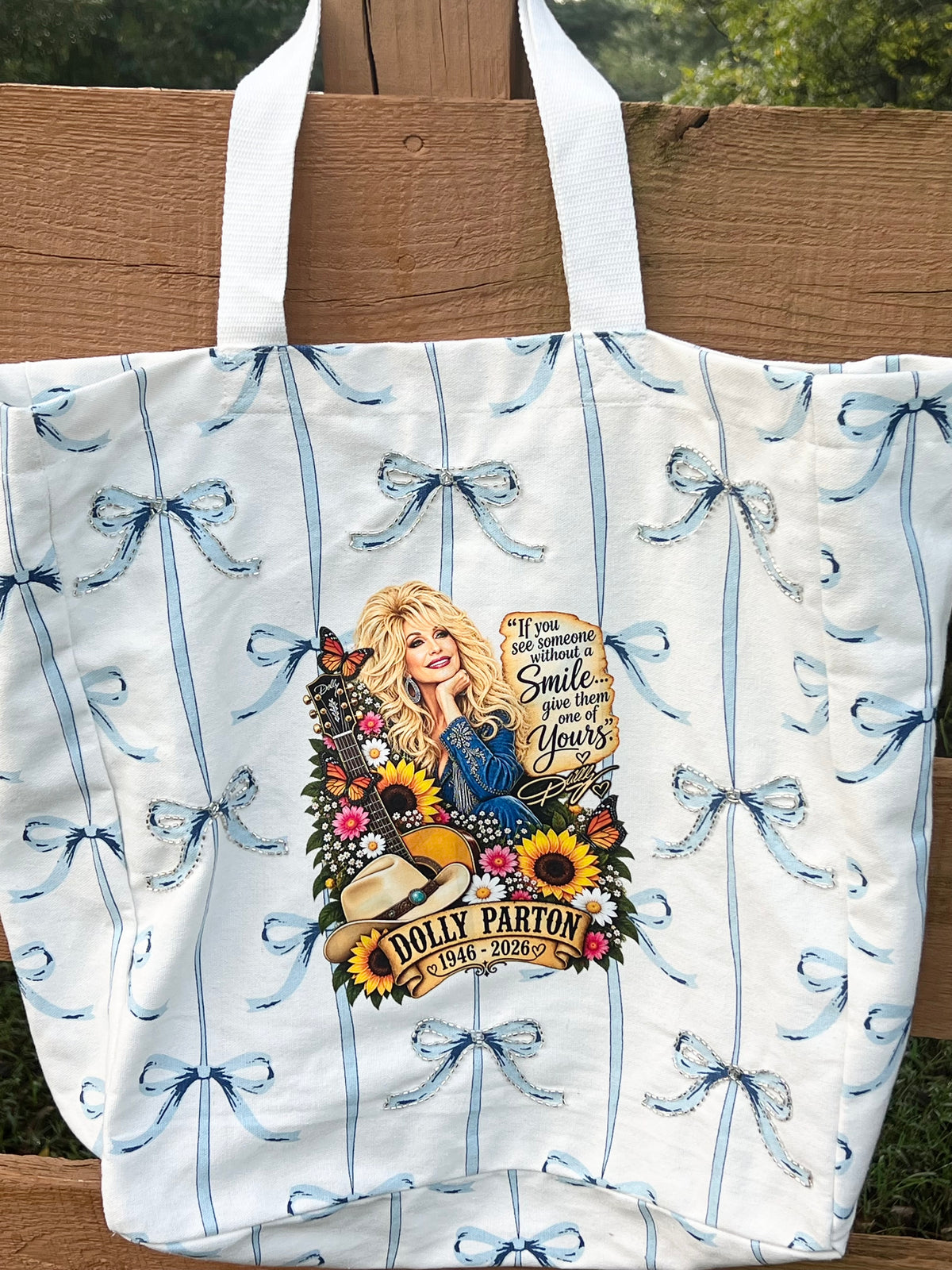 Dolly Parton Beaded Tote Bag