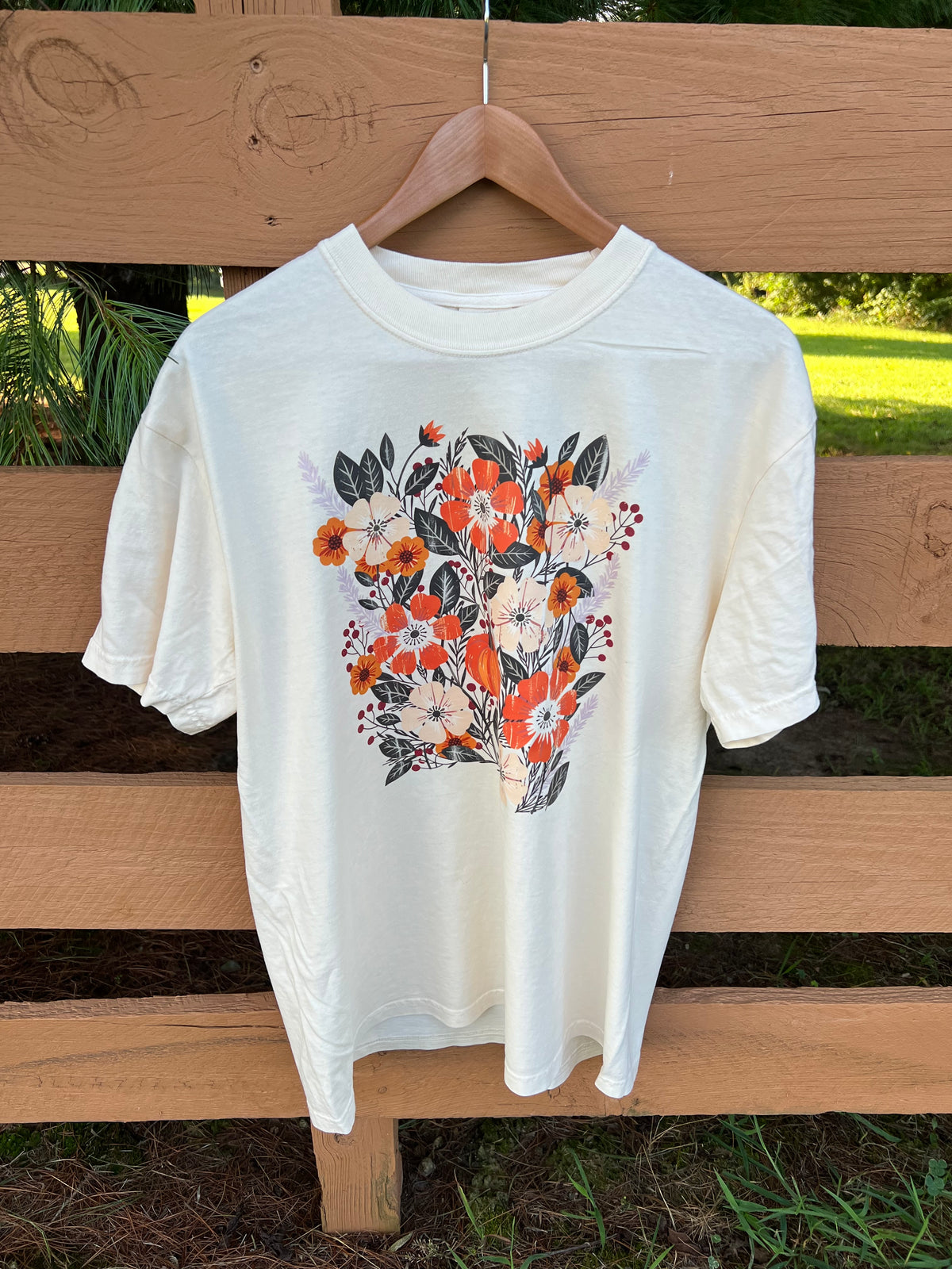 Fall Floral Custom Made Cotton T-Shirt