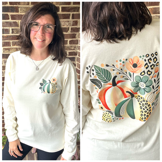 Leopard Pumpkin Long Sleeve Custom T-Shirt