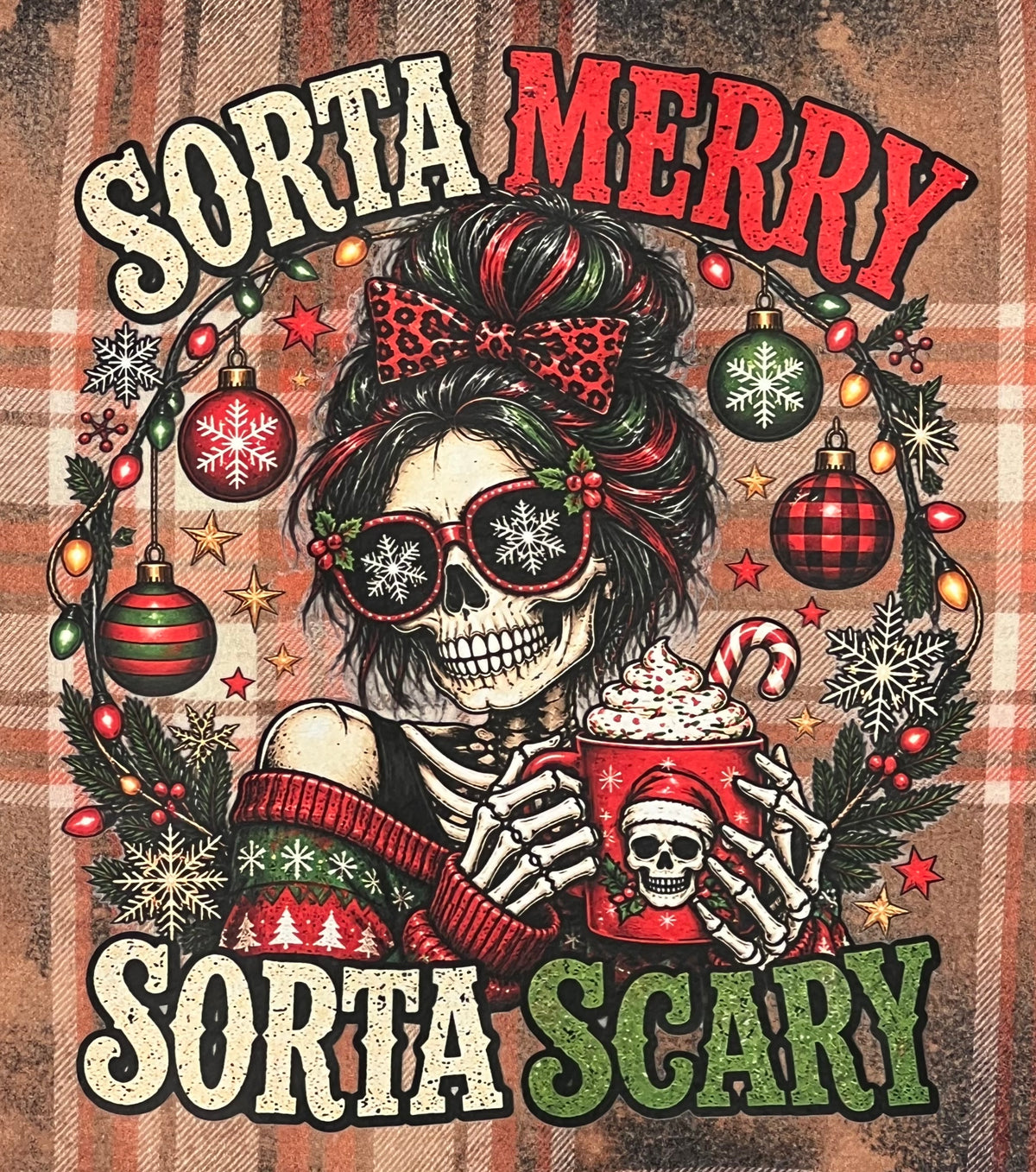 Sorta Merry Sorta ScaryUpcycled Bleach Art Flannel - Mens Large Unisex