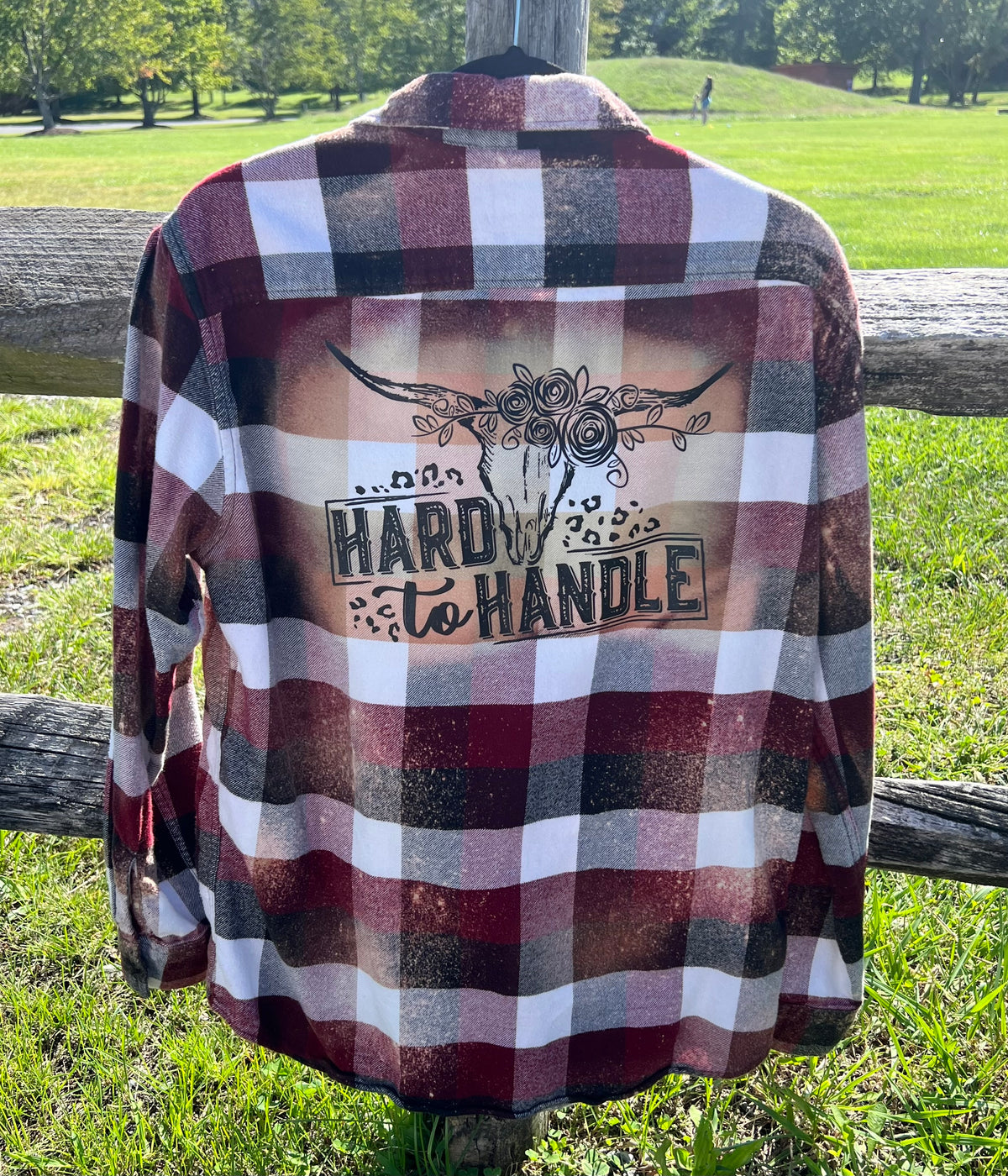 Upcycled Flannel - Hard to Handle Bleach Art - Men’s Medium UNISEX