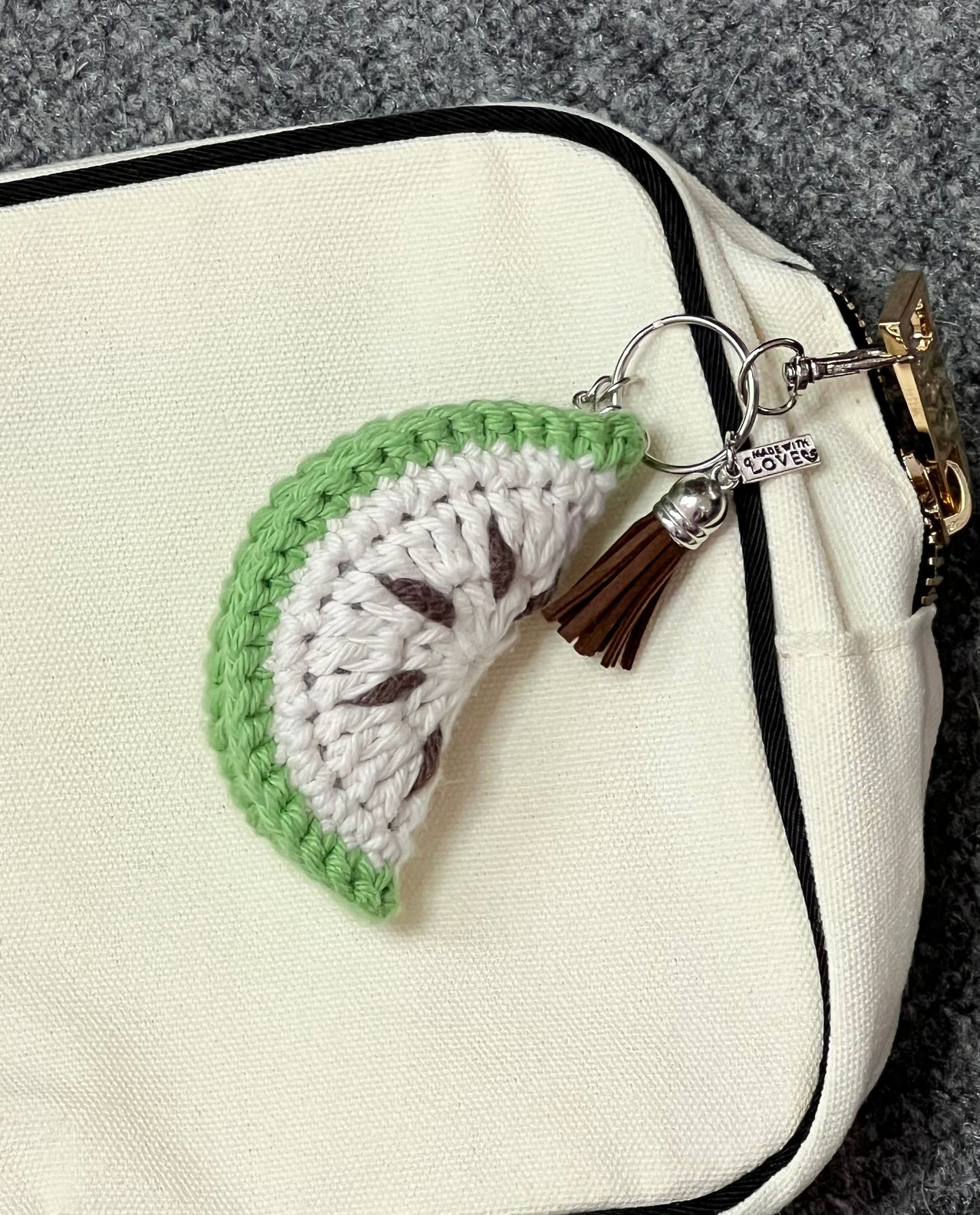 Cute Kiwi Cotton Crochet Keychain