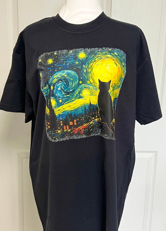Van Gogh Inspired Cat Lovers T-Shirt
