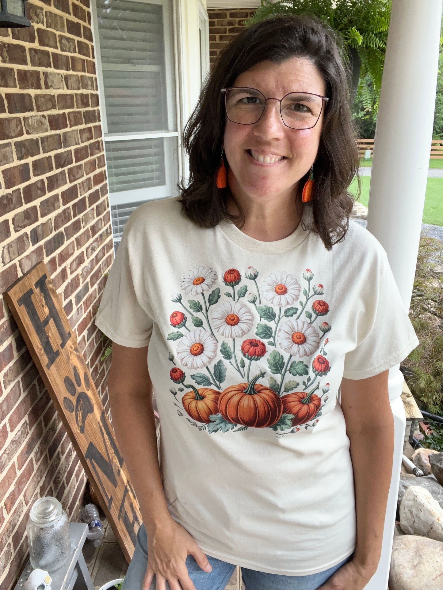 Pumpkins & Wild Daisies Handmade T-Shirt