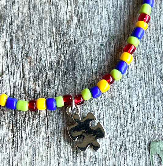 Handmade Autism Awareness Anklet - Large