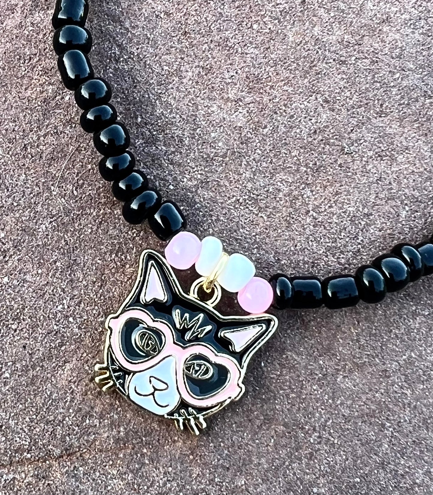 Handmade Black & White Cat Anklet/Bracelet