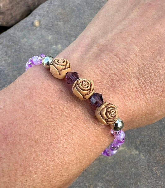 Handmade Rosette Purple Anklet/Bracelet - Small