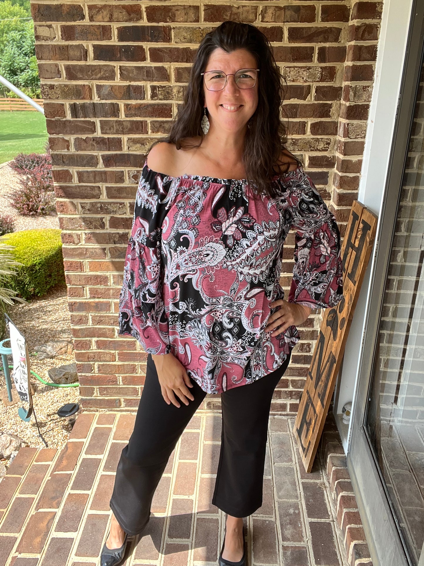 Dear Scarlett Bell Sleeve Paisley Top