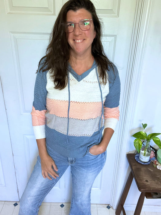 Crochet Color Block Hoodie