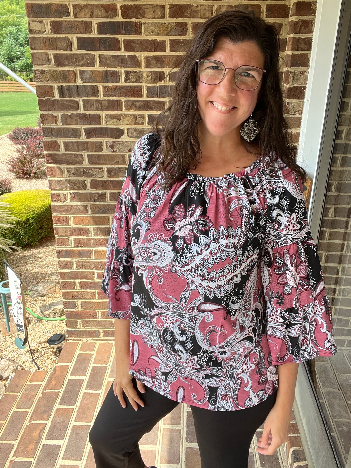 Dear Scarlett Bell Sleeve Paisley Top