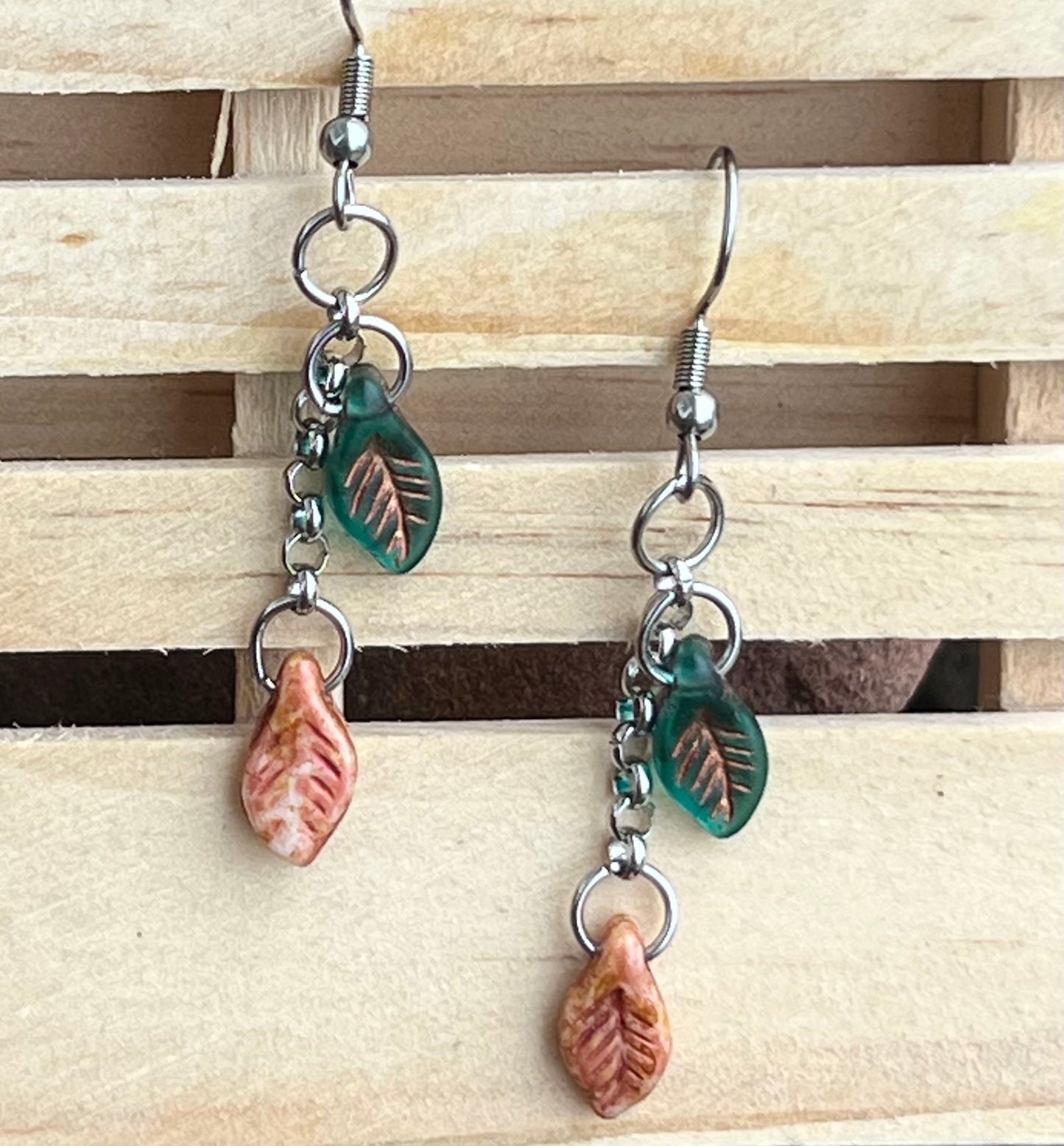 Handmade Dangling Leaf Earrings