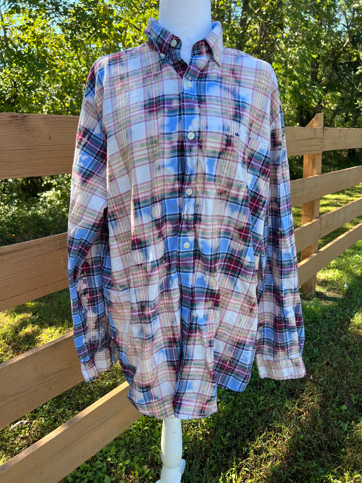 Upcycled Flannel -  Motherhood Bleach Art - Men’s Large