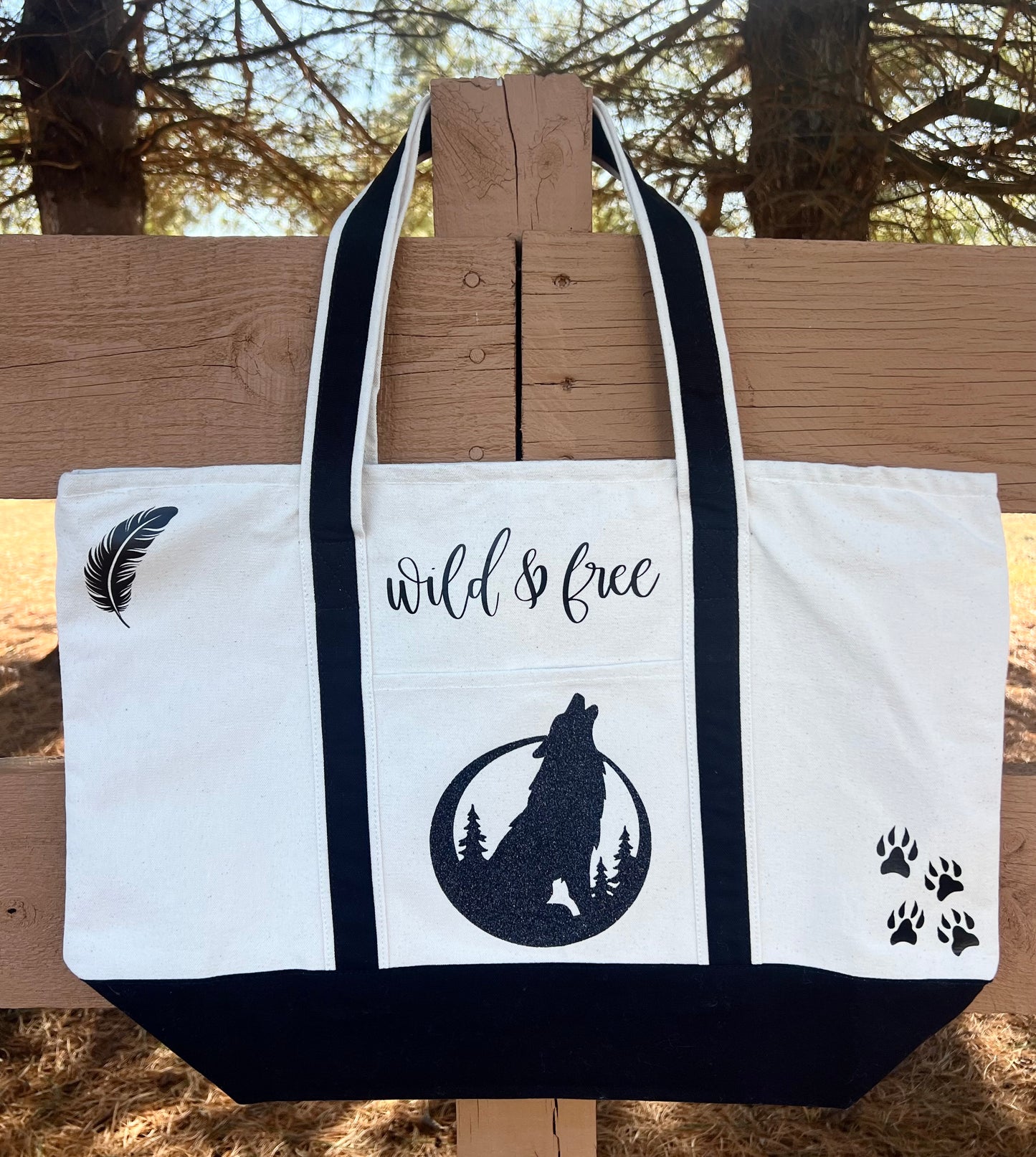 Wild & Free Wolf Tote Bag - Custom Made