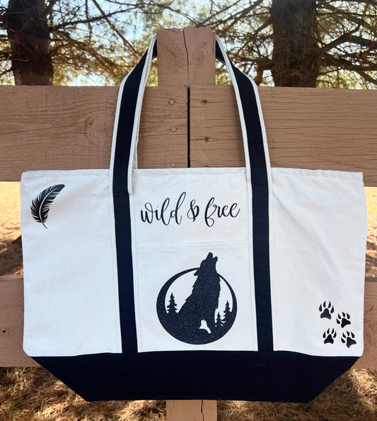 Wild & Free Wolf Tote Bag - Custom Made