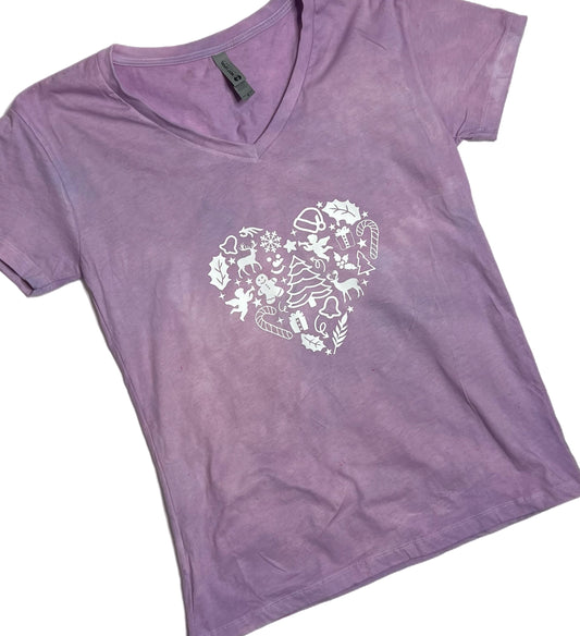 Holiday Heart Tshirt - Hand Dyed