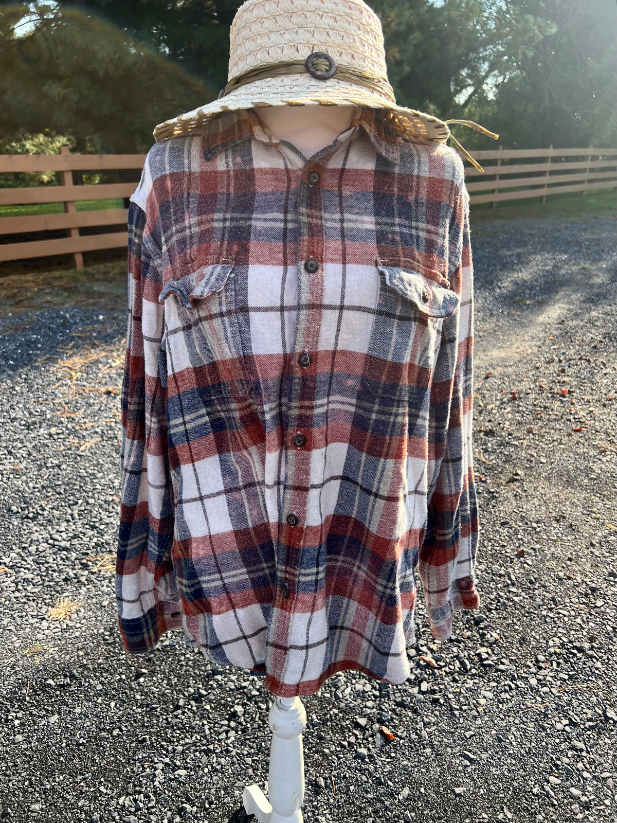 Celestial Fox Upcycled Bleach Art Flannel - Men’s XL Unisex