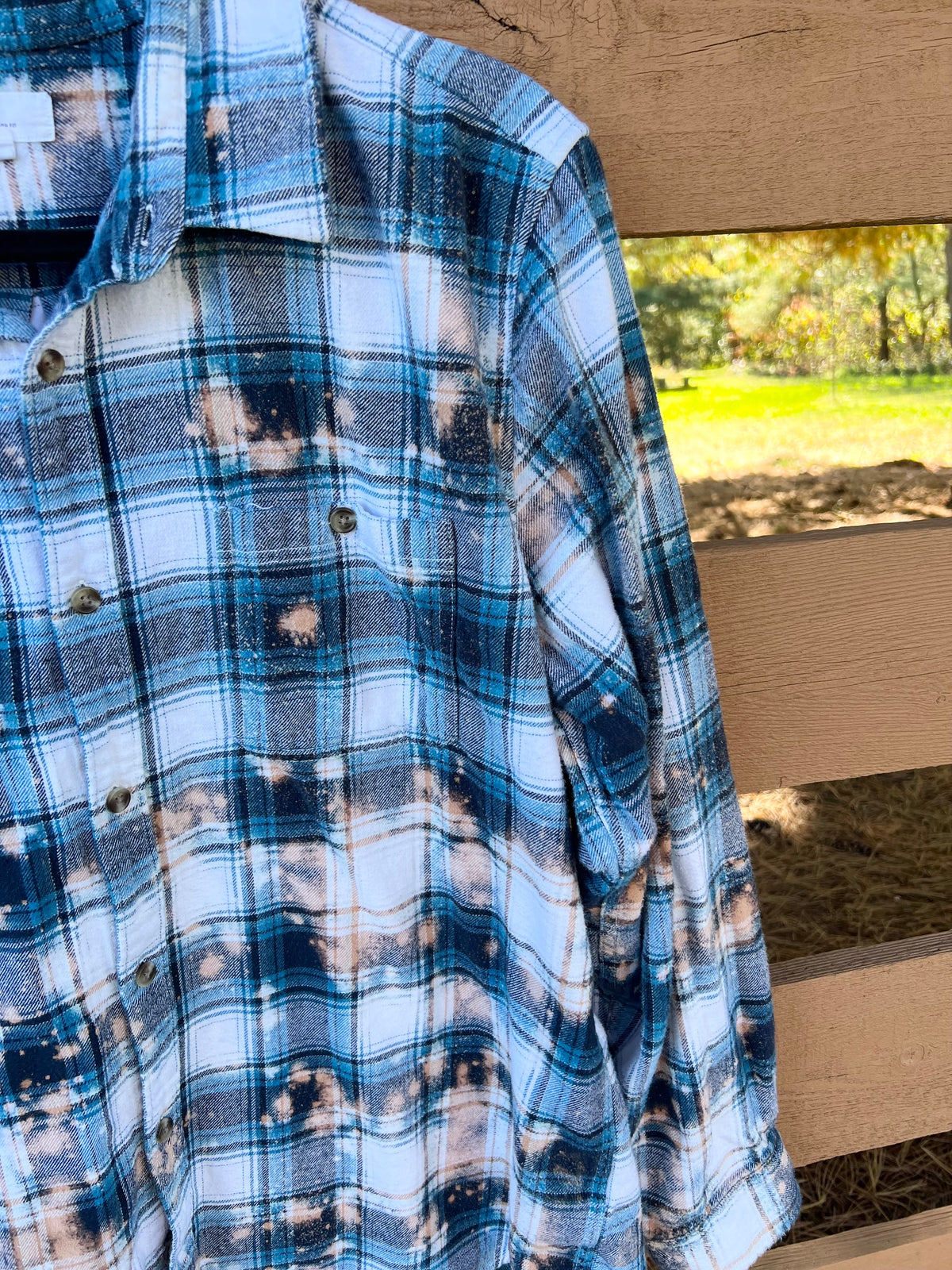 Upcycled Bleach Art Pitbull Mom Flannel - Mens XL Unisex