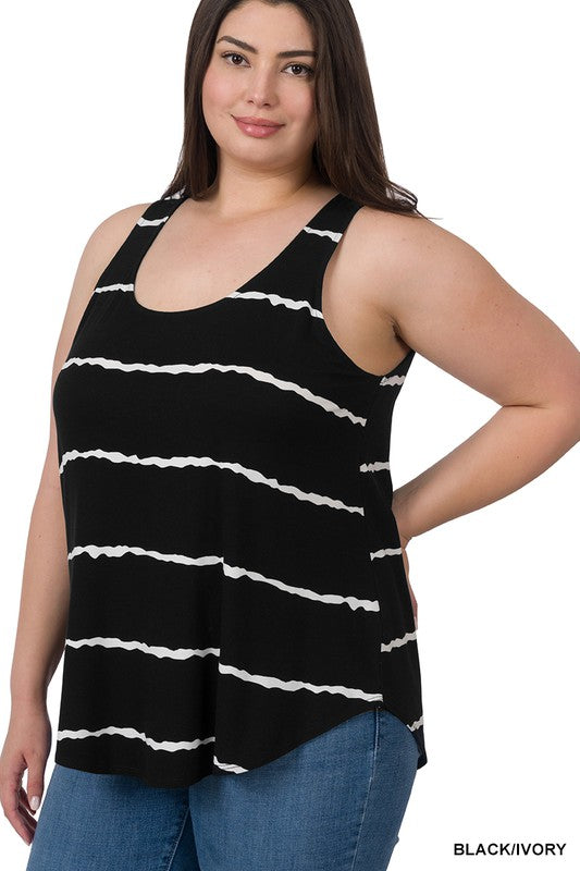 Zenana Black & White Striped Tank Too